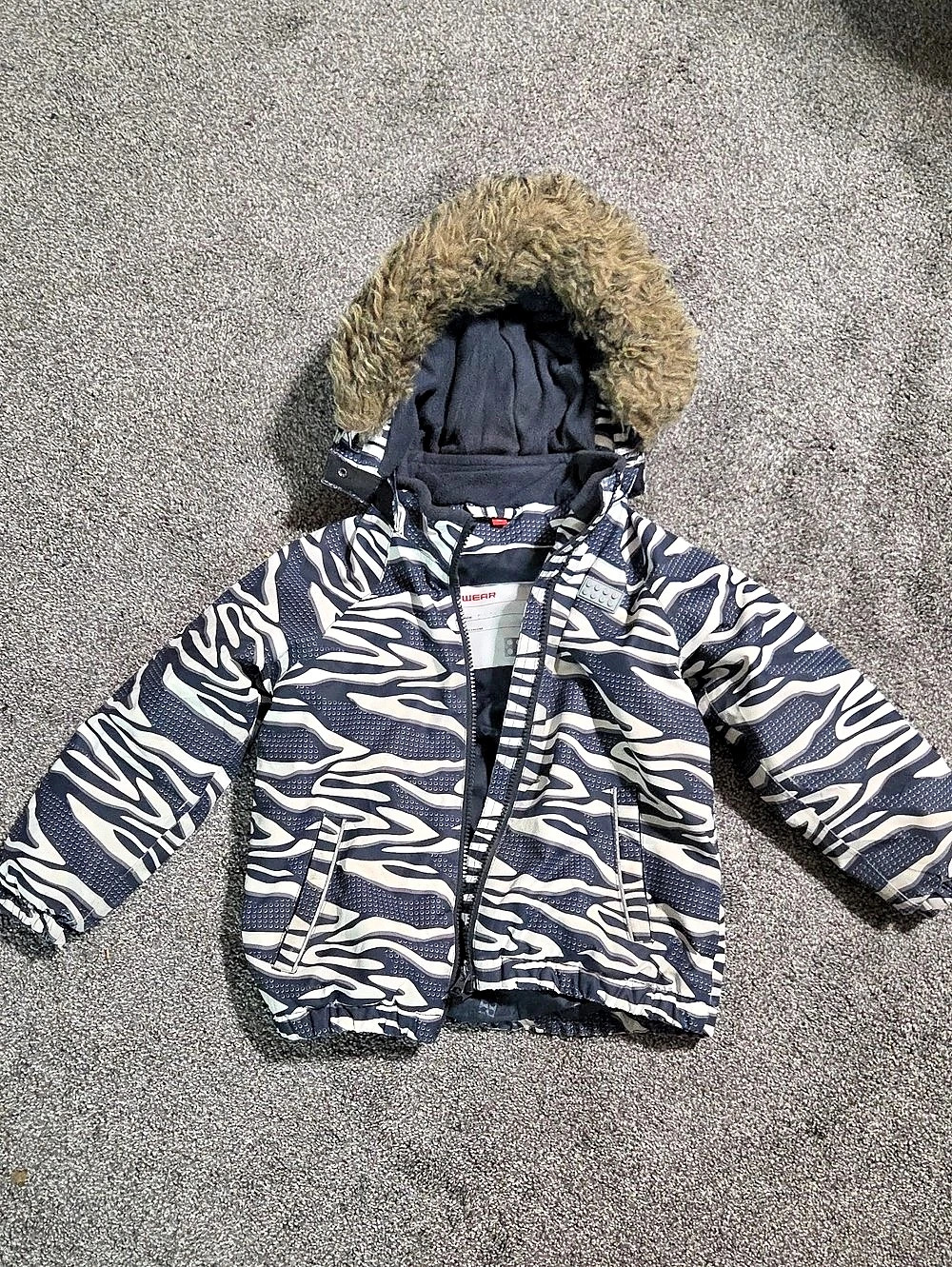 LEGO Wear Kids Hooded Puffer Jacket in Blue & White Like New